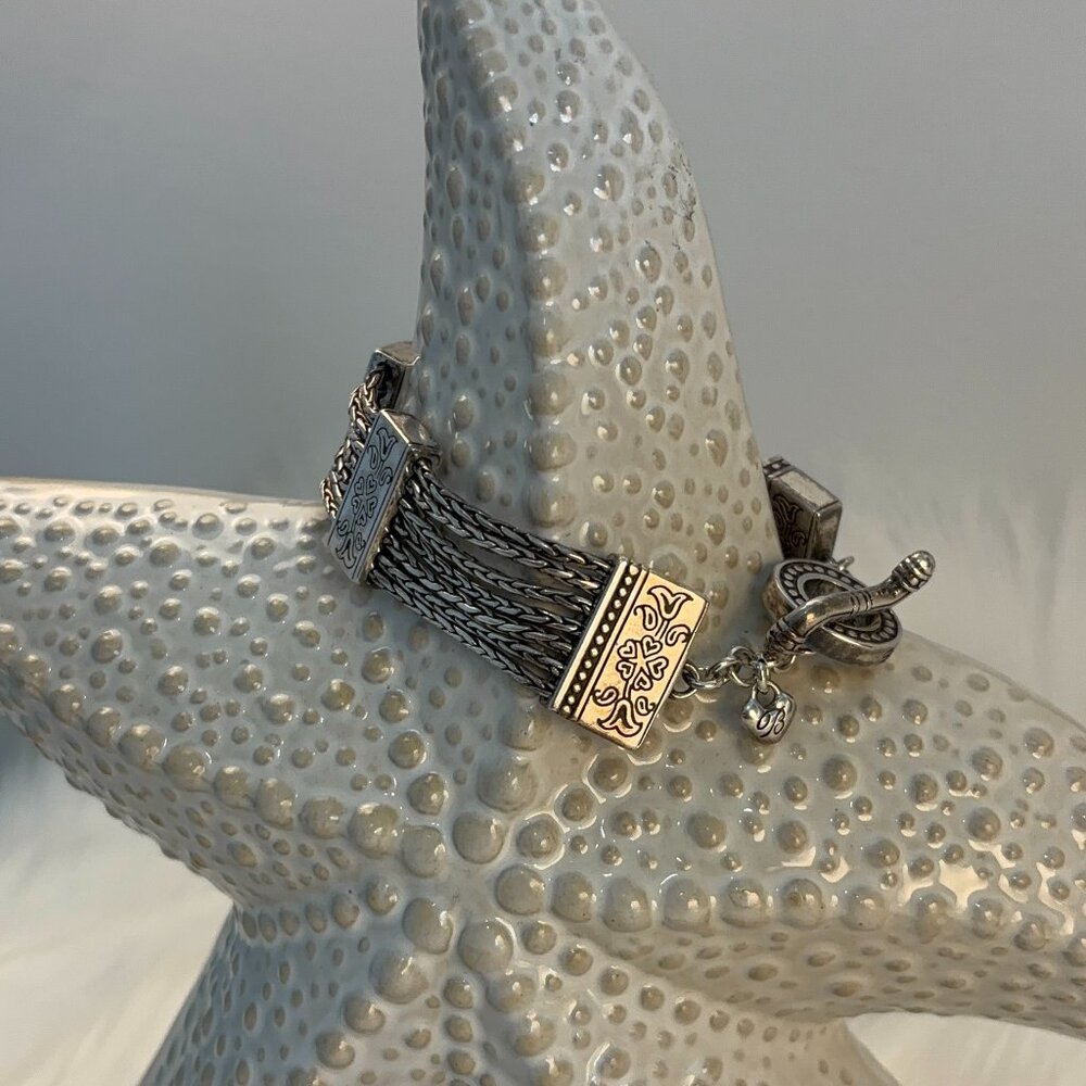 BRIGHTON VINTAGE MULTI-STRAND SILVERPLATED FLORAL BRACELET